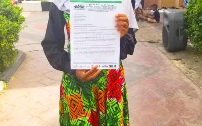 NASFAT honours Aishat Awofeso who scored 9A’s in WAEC with undergraduate scholarship.